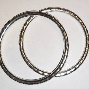 PAIR of Silpada Hammered Bangles, Sterling Silver‎ 925 Tube Minimalist Bracelets